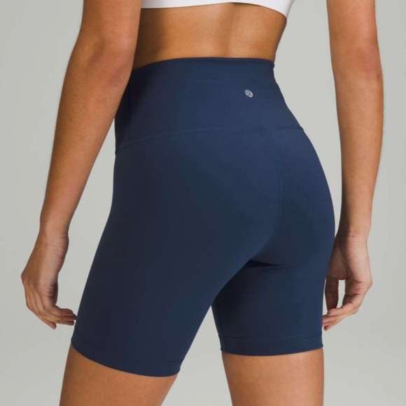 NEW! Lululemon Wunder Train High-Rise Biker Shorts 6” Mineral Blue Sz 4 Retired - Picture 3 of 8